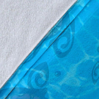 Hawaii Plumeria Turtle In The Ocean Premium Blanket - AH - John Style - Polynesian Pride