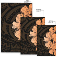 Royal Hibiscus Polynesian Tribal Area Rug Orange AH - Polynesian Pride