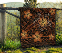 Hawaii Mix Polynesian Turtle Plumeria Premium Quilt - AH - Nick Style - Orange - Polynesian Pride
