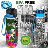 Vanuatu Hydro Tracking Bottle White - Turtle Plumeria Banana Leaf - Polynesian Pride