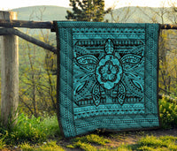 Hawaii Polyensian Turtle Premium Quilt Blue - Polynesian Pride