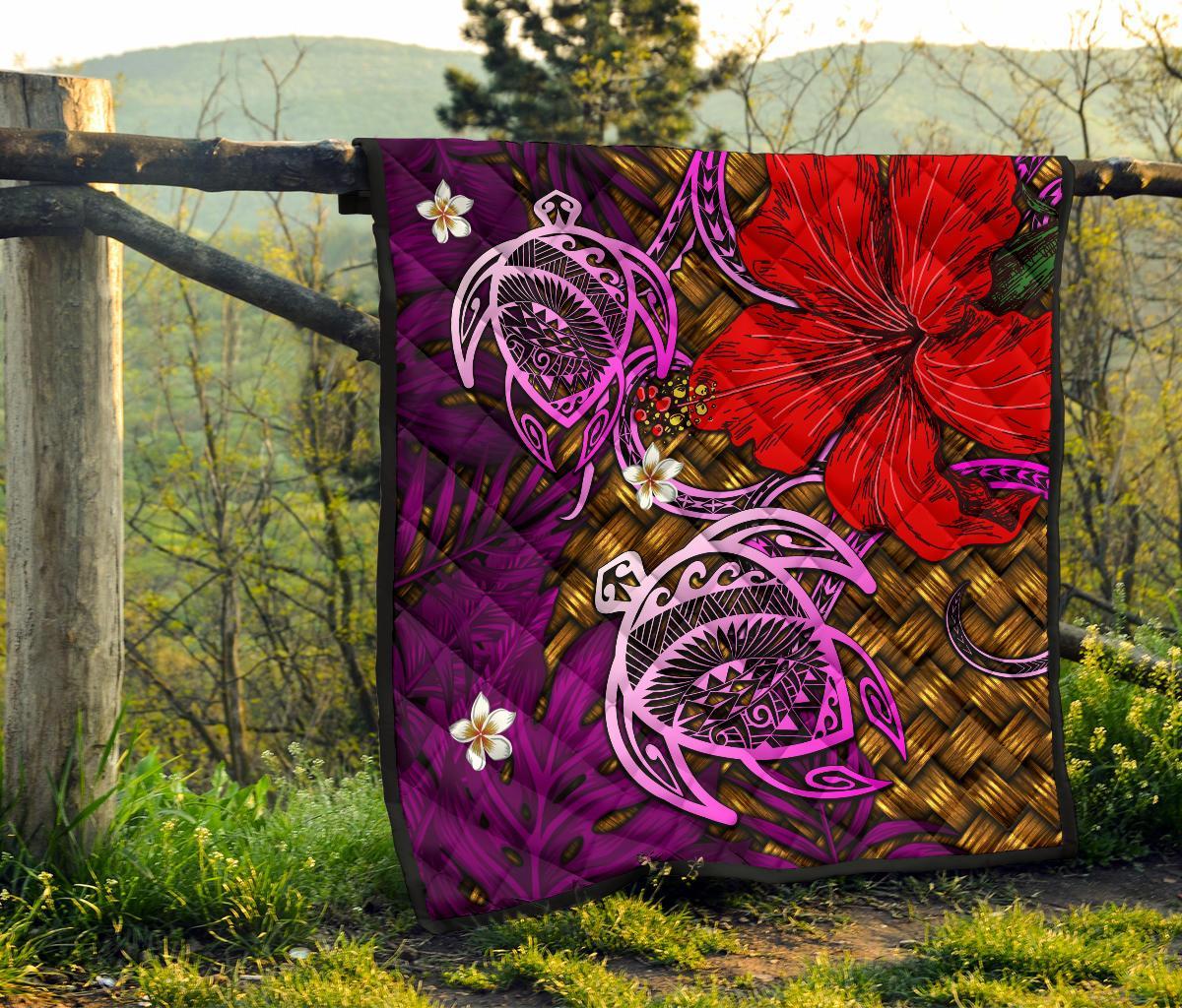 Hawaii Lauhala Hibiscus Polynesian Tropical Pink Premium Quilt - Wake Style - AH - Polynesian Pride