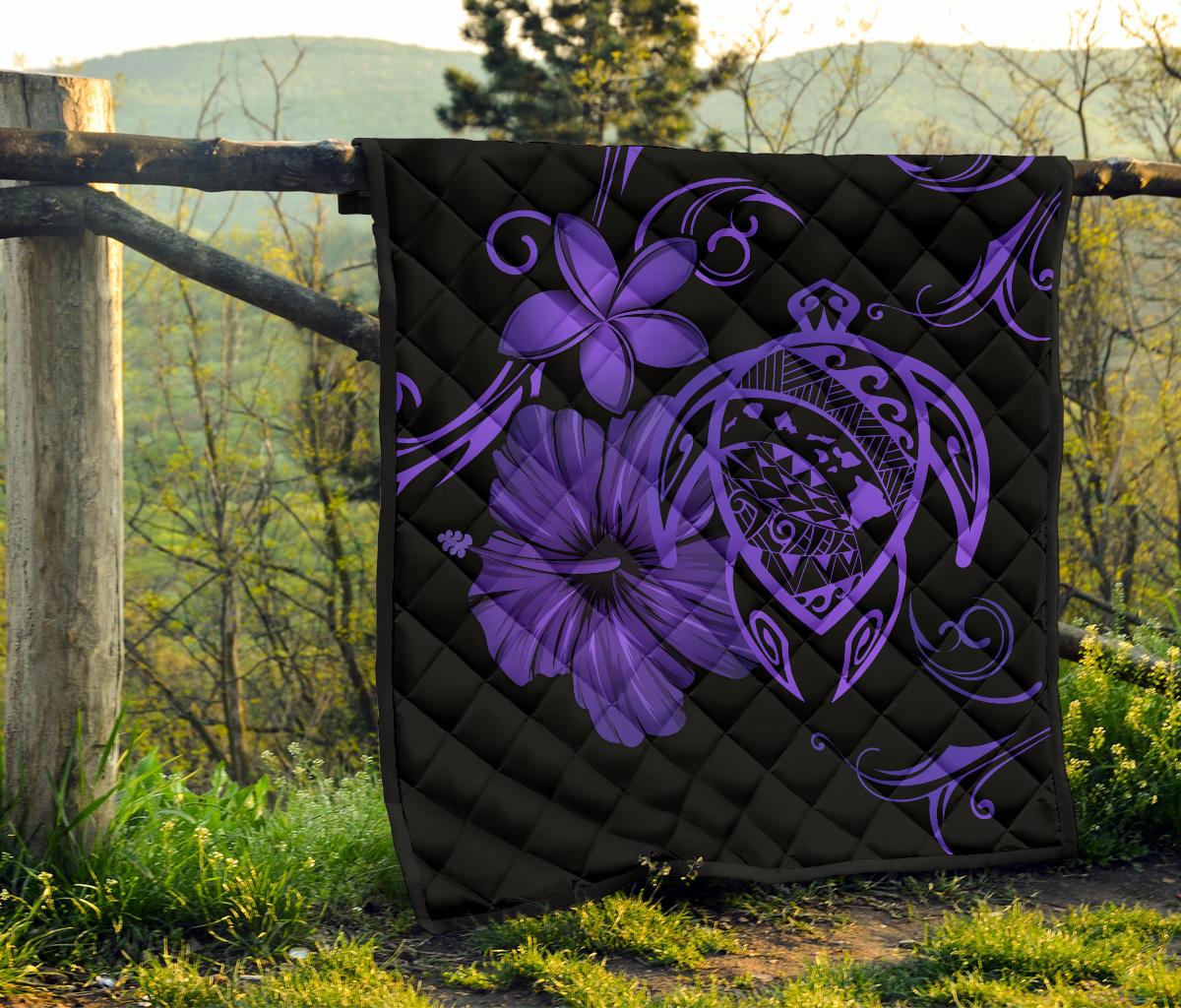 Hawaii Turtle Hibiscus Premium Quilt Purple - Polynesian Pride
