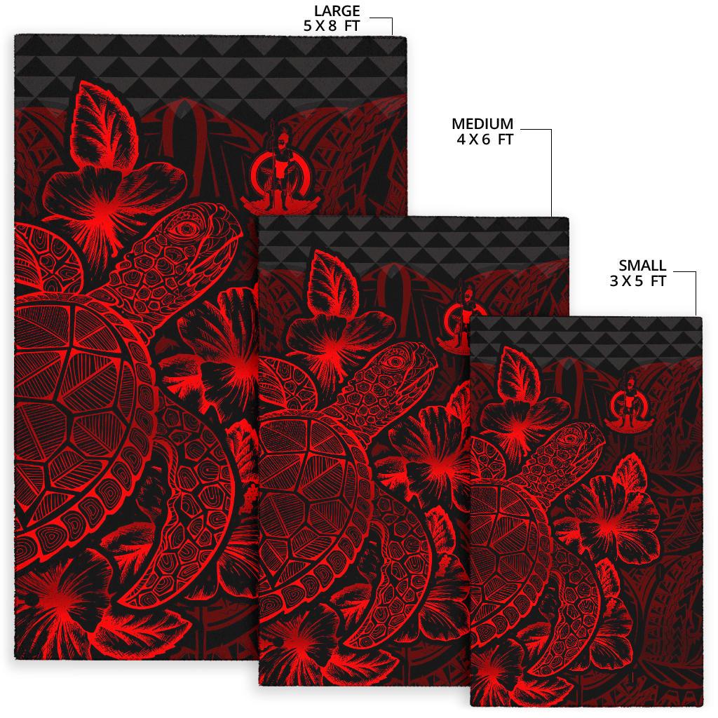 Vanuatu Area Rugs Turtle Hibiscus Red - Polynesian Pride