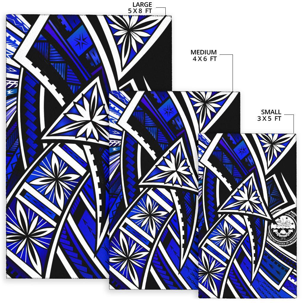 Federated States of Micronesia Area Rug - Tribal Flower Special Pattern Blue Color - Polynesian Pride