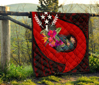 Kosrae Premium Quilt - Polynesian Hook And Hibiscus (Red) - Polynesian Pride
