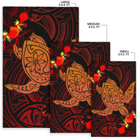 Hawaii Hibiscus Polynesian Red Big Turtle Area Rug AH - Polynesian Pride
