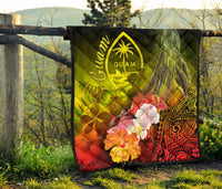 Guam Premium Quilt - Humpback Whale with Tropical Flowers (Yellow) - Polynesian Pride