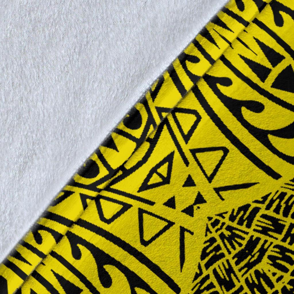 Hawaii Turtle Map Polynesian Premium Blanket - Yellow - Circle Style - Polynesian Pride