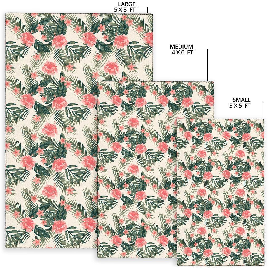 Hibiscus Plumeria Tropical Red Rug - Polynesian Pride