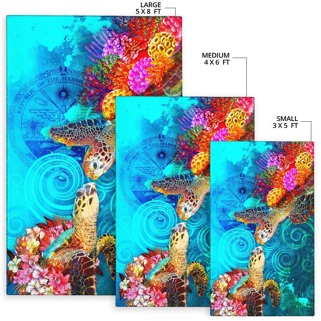 Marshall Islands Area Rug - Sea Turtle Coral Treasure - Polynesian Pride