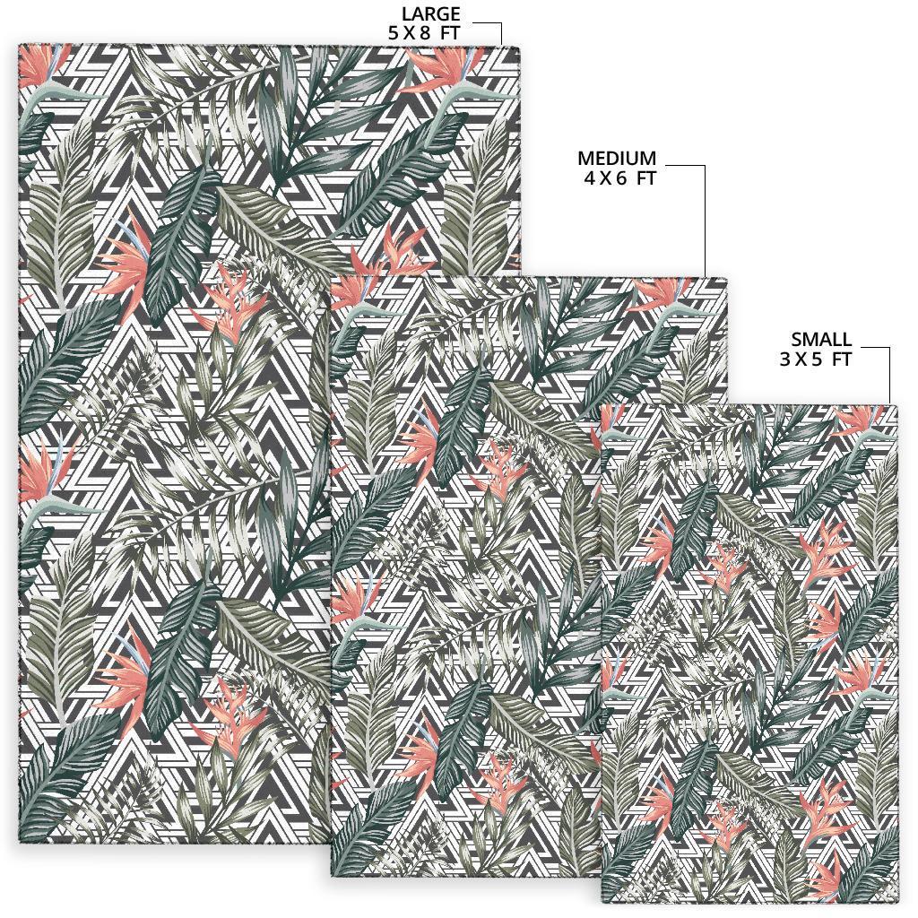 Tropical Palm Leaves And Flowers Rug - Polynesian Pride