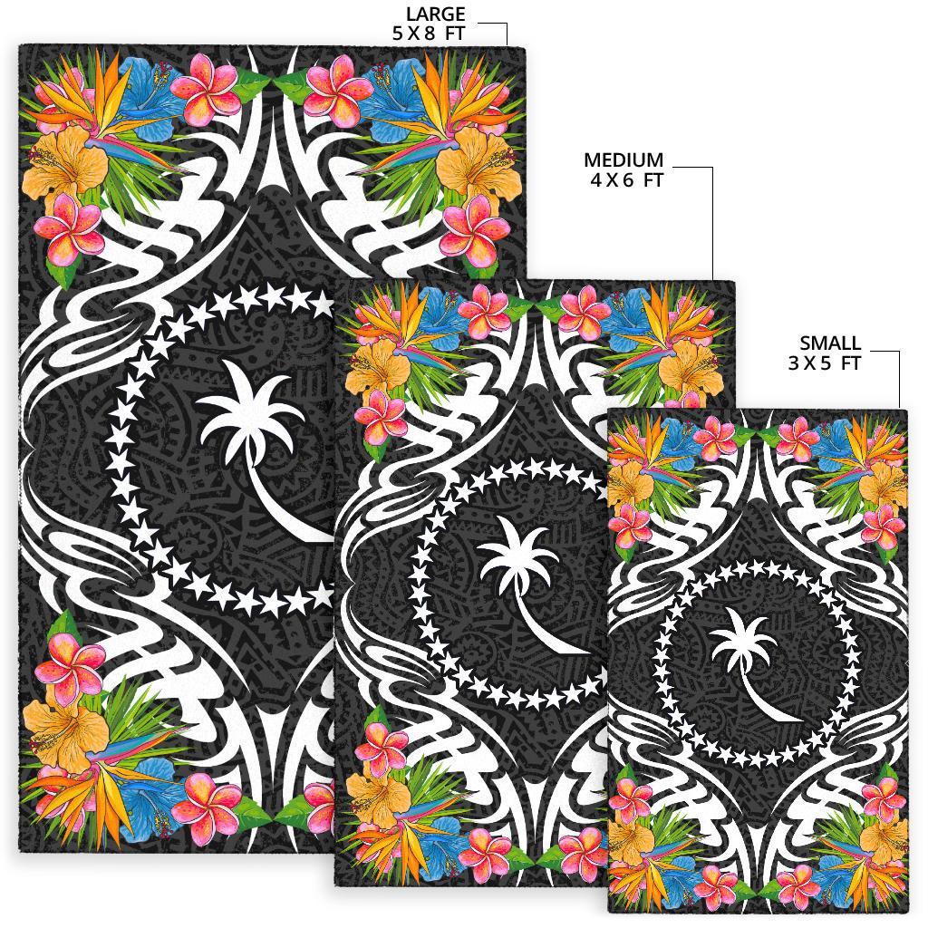 Chuuk State Area Rug - Coat OfArmsWith Tropical Flowers - Polynesian Pride