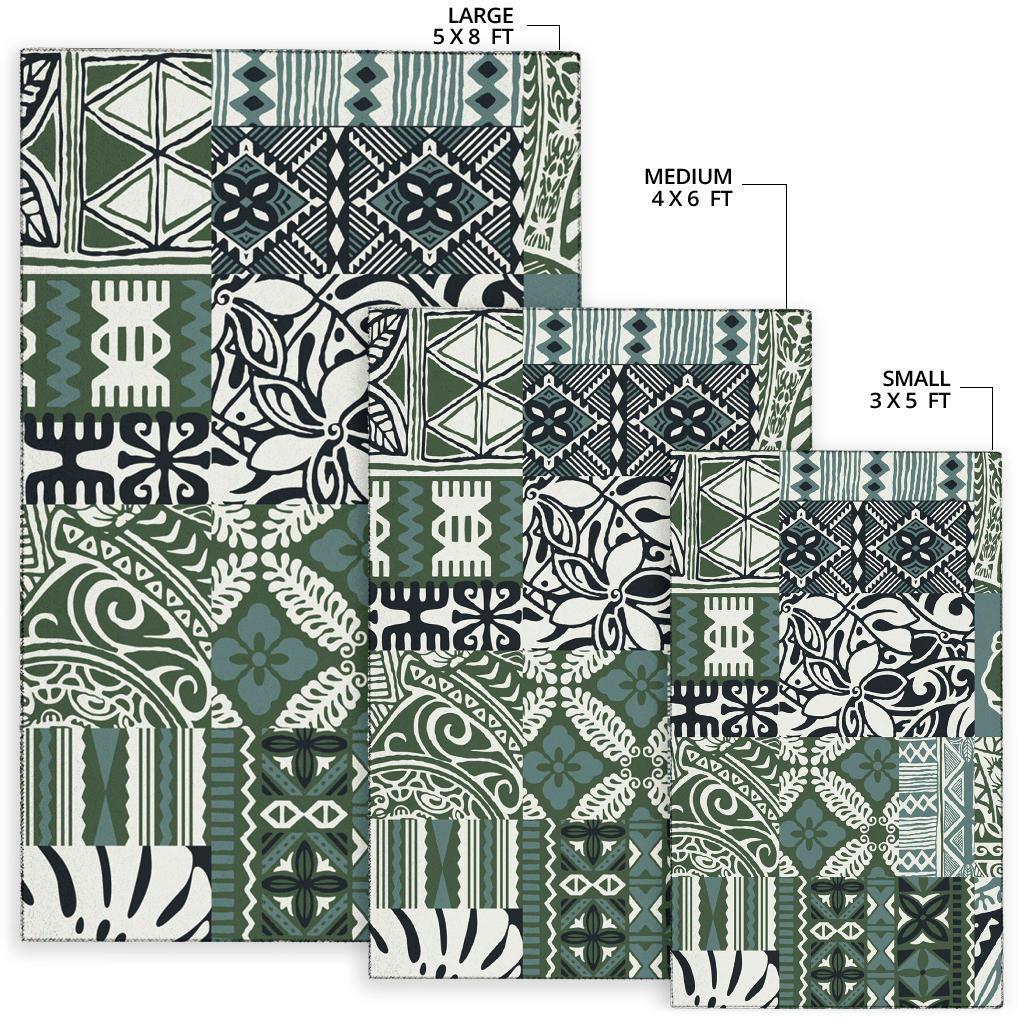 Polynesian Area Rug - Tapa Fabric Patchwork Tribal - Polynesian Pride