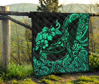 Polynesian Hawaii Premium Quilt - Polynesian Turquoise Humpback Whale - Polynesian Pride