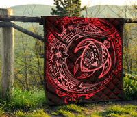 Hawaiian Turtle Polynesian Red Premium Quilt - Polynesian Pride
