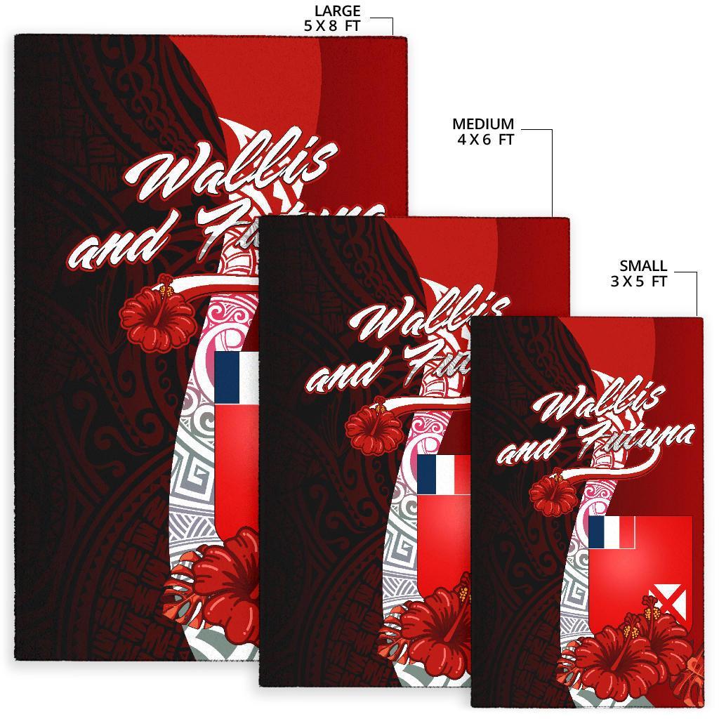 Wallis and Futuna Polynesian Area Rug - Coat Of Arm With Hibiscus - Polynesian Pride