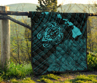 Hawaii Sea Turtle Is Swimming Toward Premium Quilt Blue - Polynesian Pride