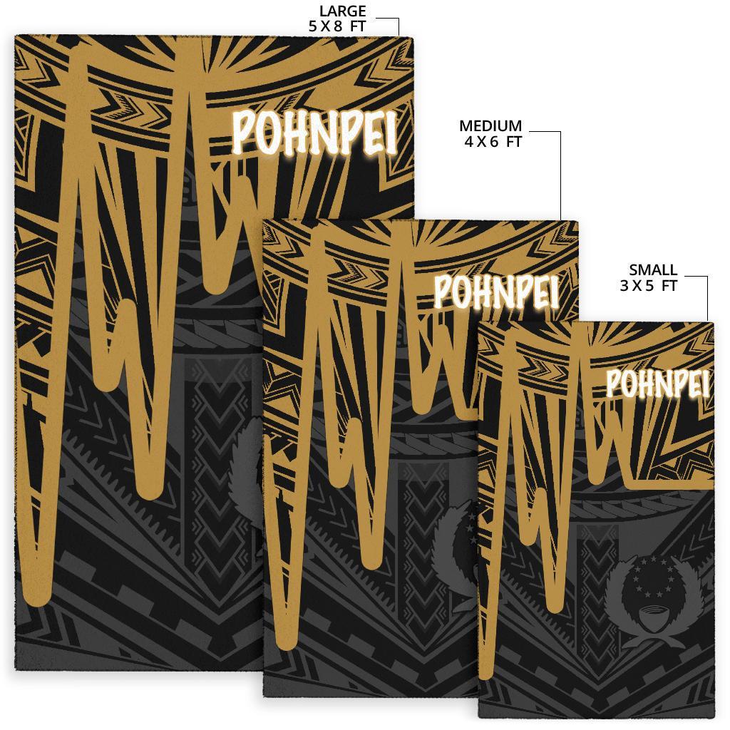 Pohnpei Area Rug - Pohnpei Seal In Heartbeat Patterns Style (Gold) - Polynesian Pride