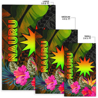 Nauru Polynesian Area Rug - Hibiscus and Banana Leaves - Polynesian Pride