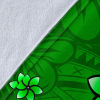 Pohnpei Premium Blanket - Turtle Plumeria (Green) - Polynesian Pride