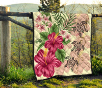 Hawaii Turtle Hibiscus Plumeria Beige Style - Premium Quilts AH - Polynesian Pride
