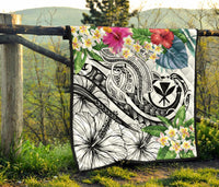 Polynesian Hawaii Kanaka Maoli Premium Quilt - Summer Plumeria (White) - Polynesian Pride