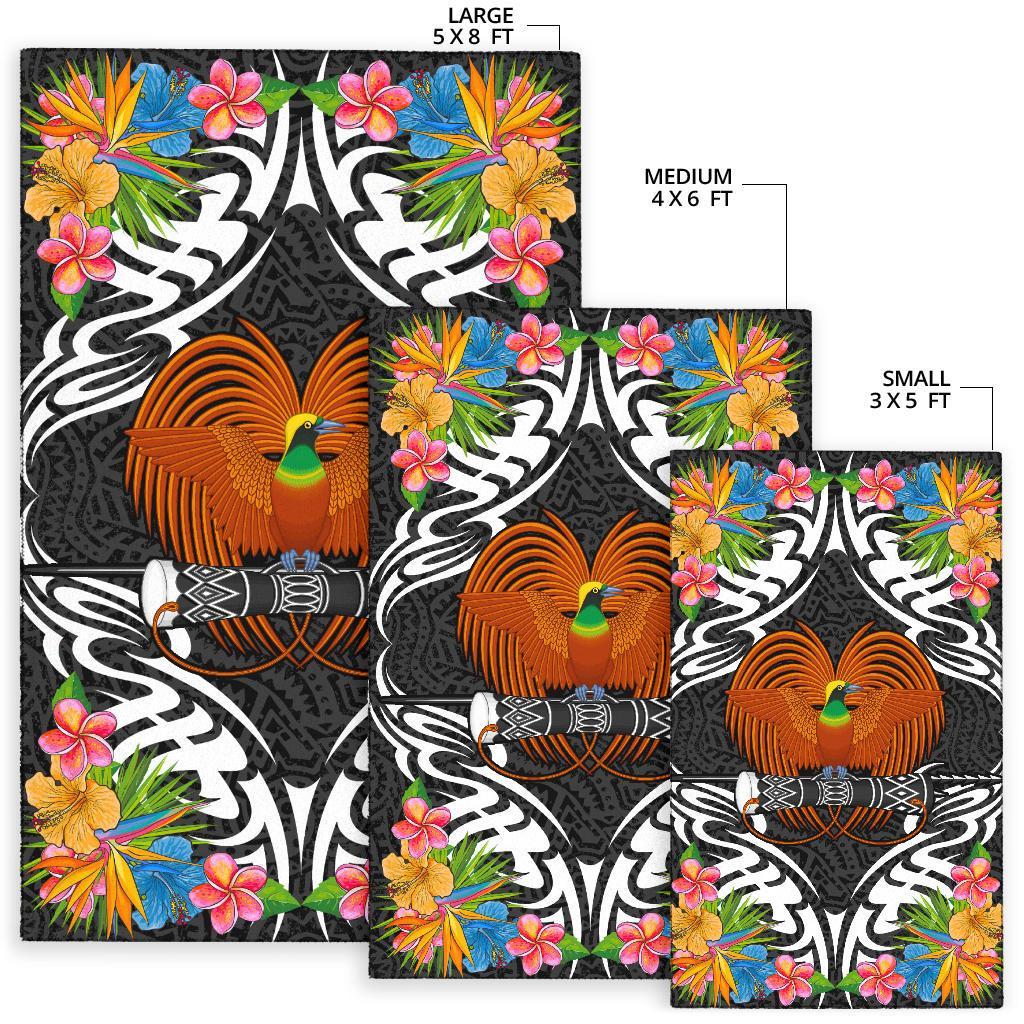 Papua New Guinea Area Rug - Coat OfArmsWith Tropical Flowers - Polynesian Pride
