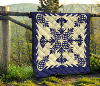 Hawaiian Pineapple Pattern Premium Quilt - Blue - Argu Style - AH - Polynesian Pride