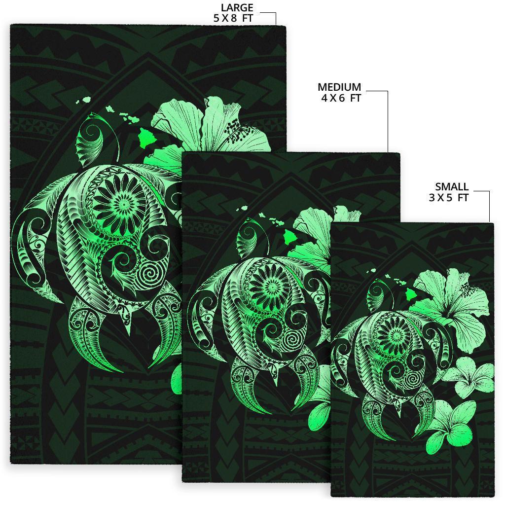 Hibiscus Plumeria Mix Polynesian Turtle Area Rug AH - Polynesian Pride