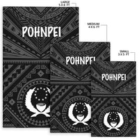 Pohnpei Area Rug - Pohnpei Seal With Polynesian Tattoo Style ( Black) - Polynesian Pride