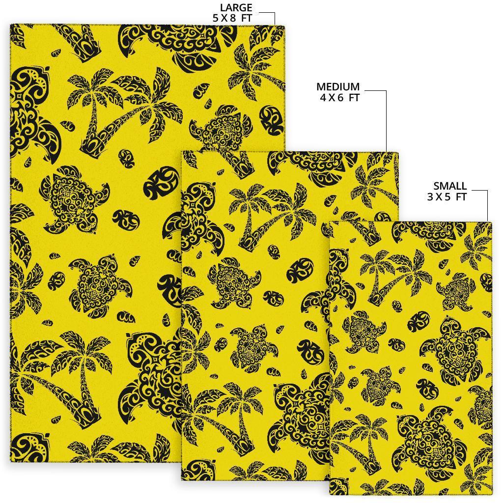 Hawaii Area Rug Polynesian Turtle Palm And Sea Pebbles AH - Polynesian Pride