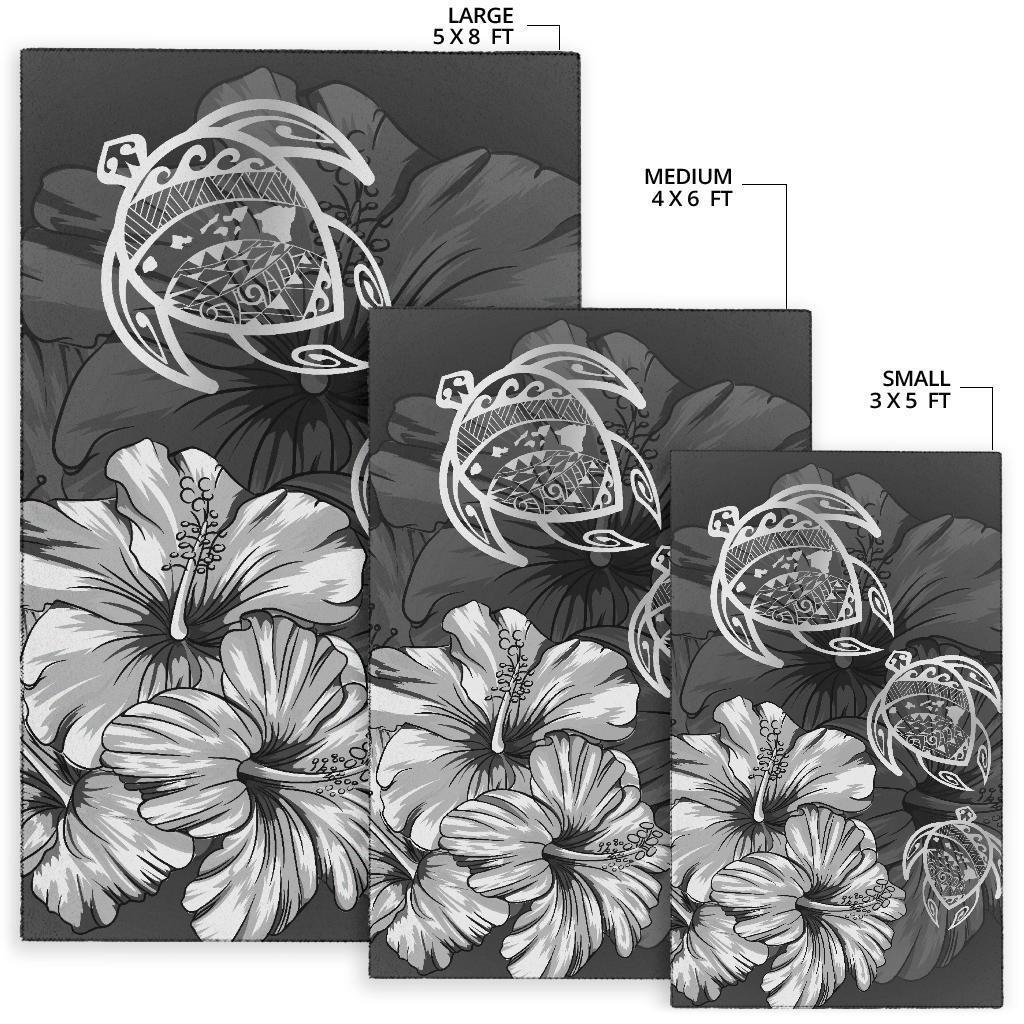 Hawaiian Map Hibiscus Flowers Vintage Polynesian Rug AH - Polynesian Pride