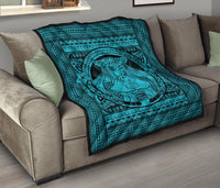 Hawaii Polynesian Pele Kanaka Premium Quilt Blue - Polynesian Pride