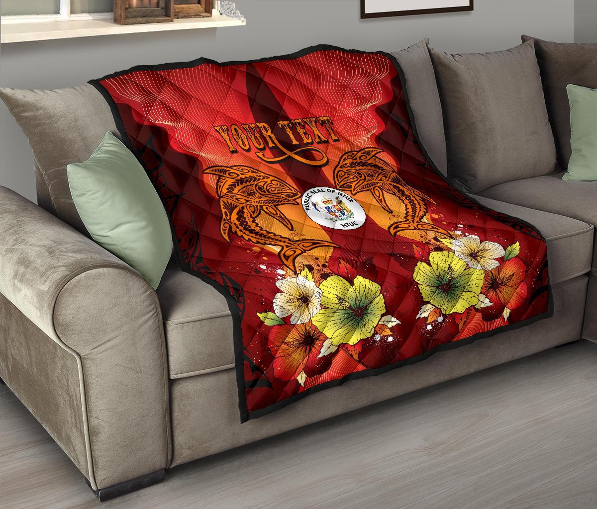 Niue Personalised Premium Quilt - Tribal Tuna Fish - Polynesian Pride
