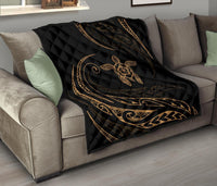 Hawaii Turtle Hibicus Premium Quilt - Frida Style - Gold - Polynesian Pride