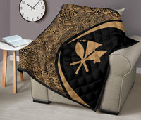 Hawaii Kanaka Polynesian Black Premium Quilt - Circle Style - Polynesian Pride