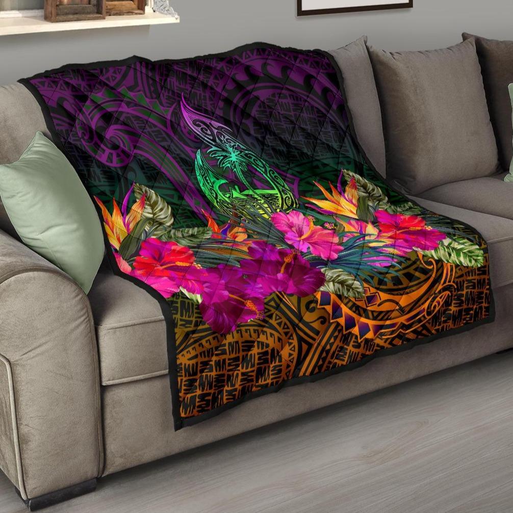 Guam Polynesian Premium Quilt - Summer Hibiscus - Polynesian Pride
