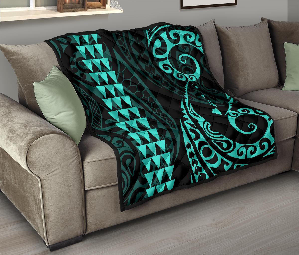Hawaii Kakau Green Polynesian Premium Quilt - Polynesian Pride