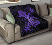 Hawaii Turtle Flower Polynesian Premium Quilt - Purple - Polynesian Pride