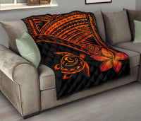 Hawaii Quilt - Hawaii Turtle Plumeria Quilt Orange - Polynesian Pride