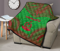 Vanuatu Premium Quilt - Vanuatu Coat Of Arms Polynesian Chief Green Version - Polynesian Pride