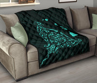 Rays Hawaii Map Polynesian Premium Quilt - Turquoise - Polynesian Pride