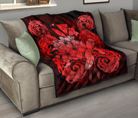 Hawaii Turtle Wave Polynesian Premium Quilt - Hey Style Red - Polynesian Pride