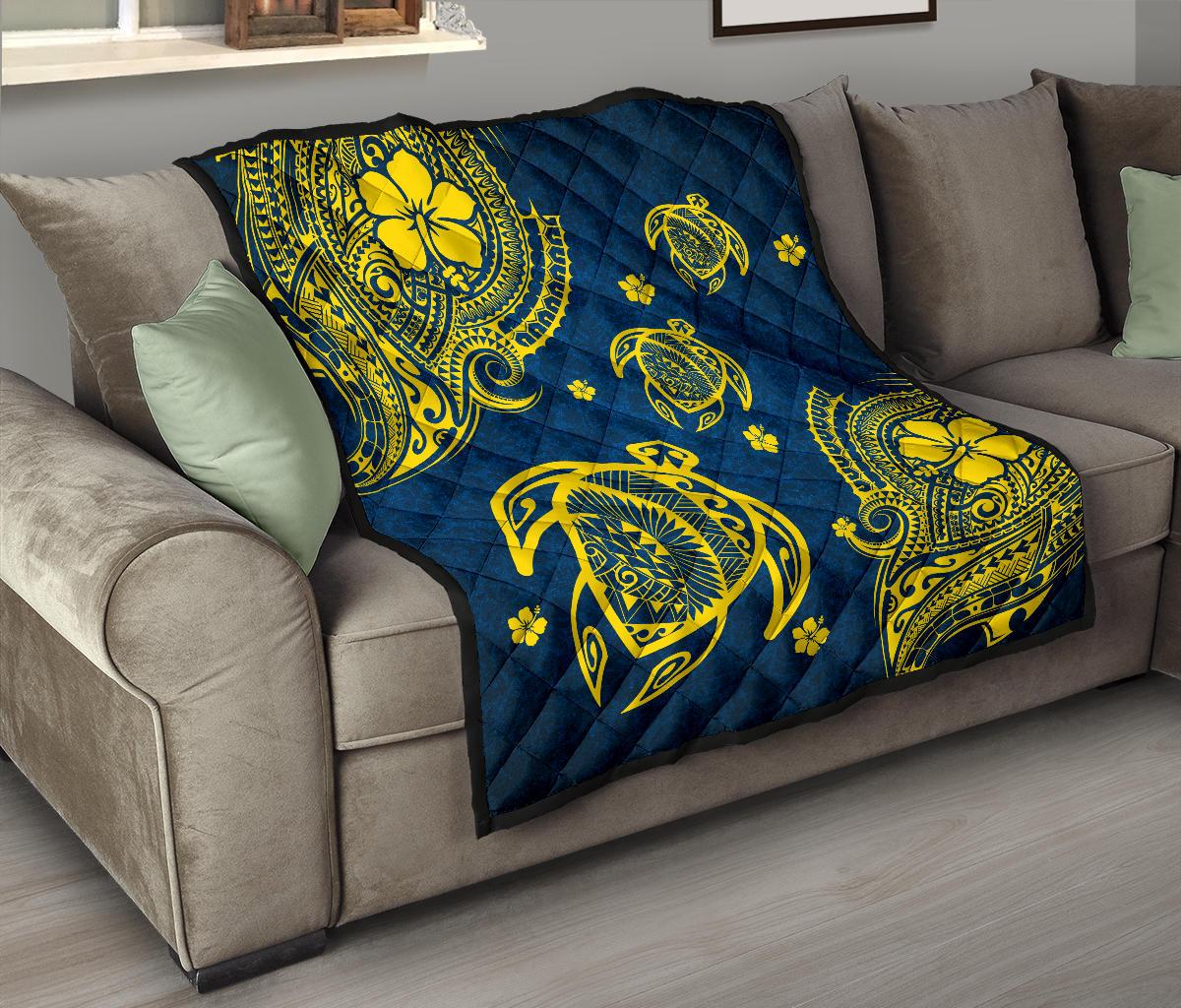 Hawaii Turtle Polynesian Premium Quilt - Kala Style - Polynesian Pride