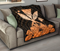 Hawaiian Kanaka Premium Quilt Hibiscus Polynesian Love Orange - Polynesian Pride