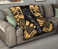 Palau Premium Quilt - Palau Seal Polynesian Gold Tattoo - Polynesian Pride