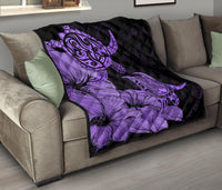 Hawaii Turtle Premium Quilt Polynesian Hibiscus Art Violet AH - Polynesian Pride
