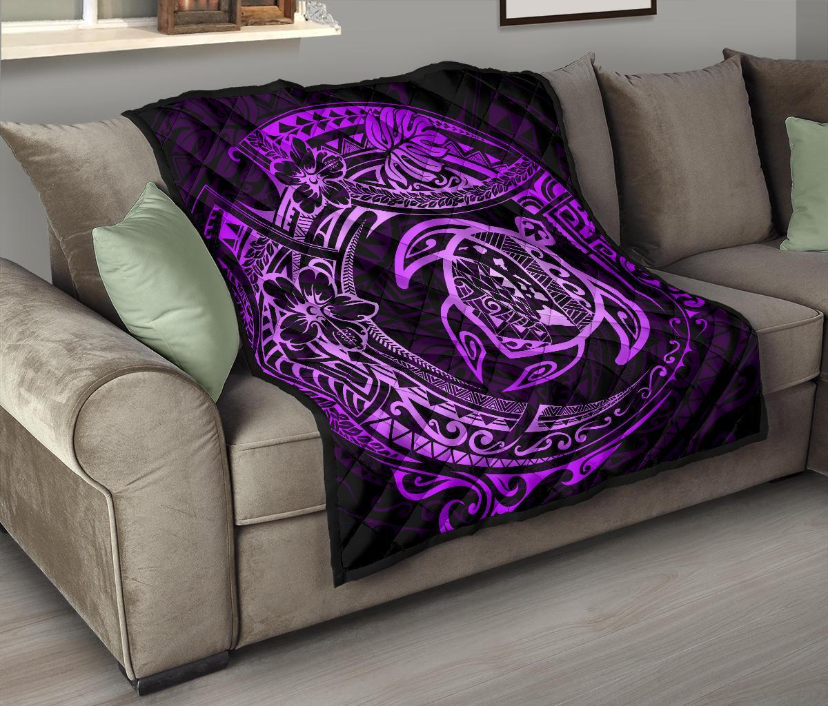 Hawaiian Turtle Polynesian Purple Premium Quilt - Polynesian Pride