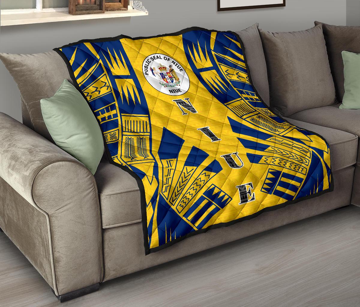 Niue Premium Quilt - Niue Seal Polynesian Dark BLue Tattoo - Polynesian Pride